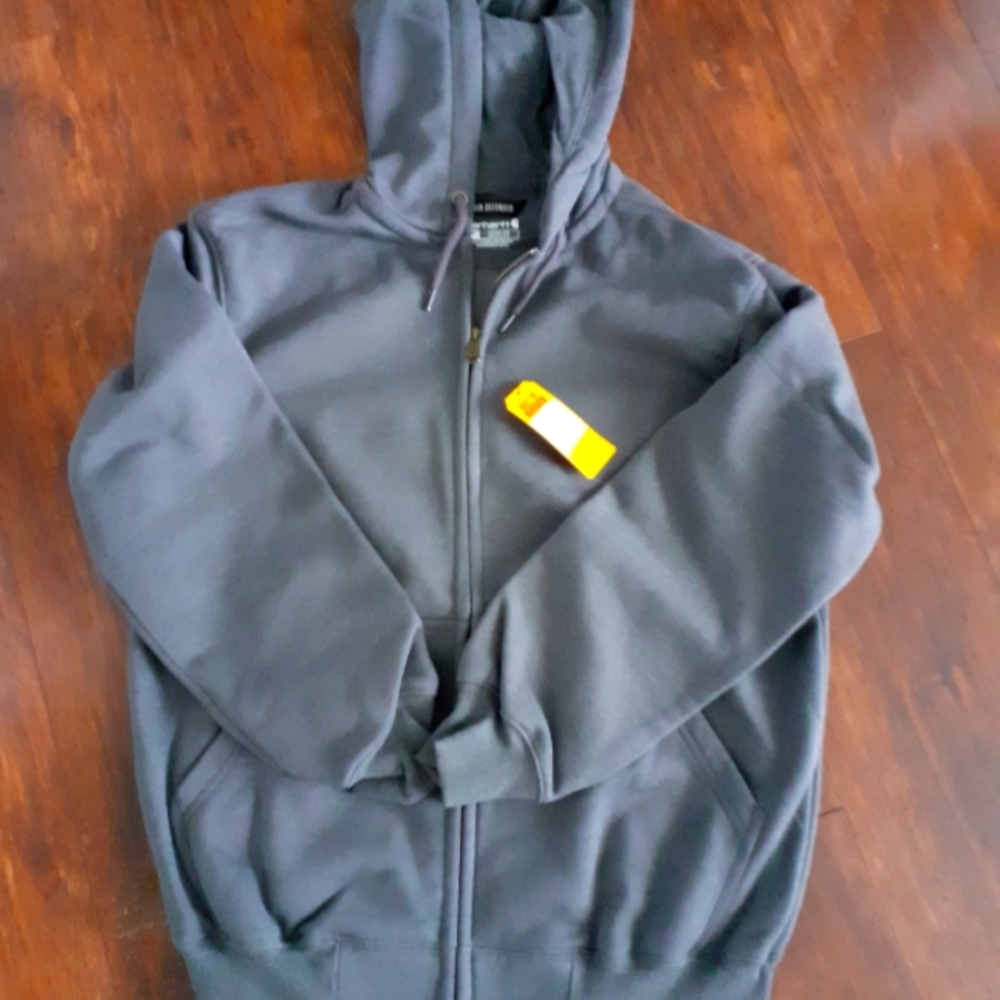 Carhartt Men's Grey Zip Up Hoodie Sz Medium